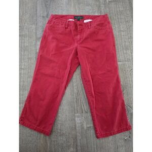 Lauren Ralph Lauren Red Cropped Pants Womens 4 Capri Cotton Twill Straight Leg